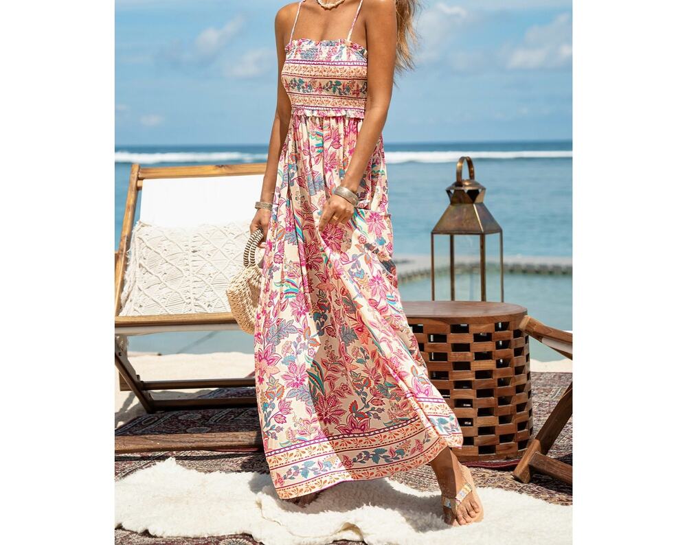 NWT Cupshe Papaya Punch Floral Maxi Dress size Large